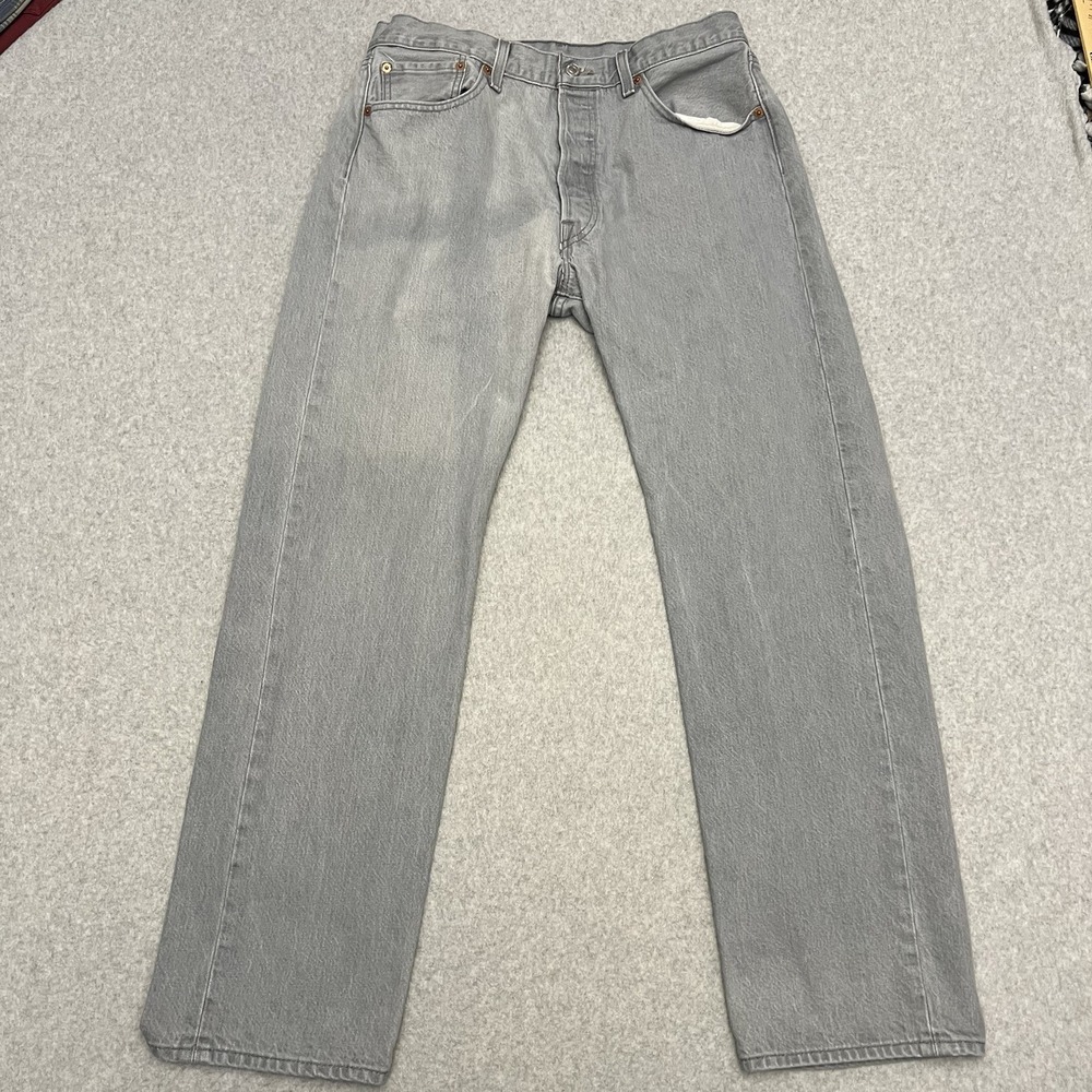 Levi's Jeans Men's 36x34 (34x31) Gray 501 Button Fly Faded Thrashed Grunge READ